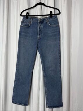 AGOLDE Riley Cropped Jeans High Rise Straight Leg Button Fly 31